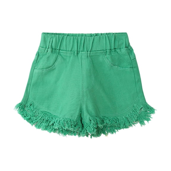 Zanarzt Baby Biker Shorts Toddler Girls Casual Jeans Shorts Baby Kids Solid Color Daily Wear Denim Short Pants Green,4-5 Years