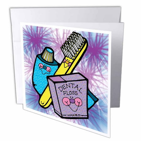 3dRose Cute Country Style Dental Tools, Greeting Cards, 6 x 6 inches, set of 12