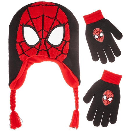 Marvel - Ultimate SPIDERMAN Boys Earflap Winter Knit Hat and Gloves Set ...