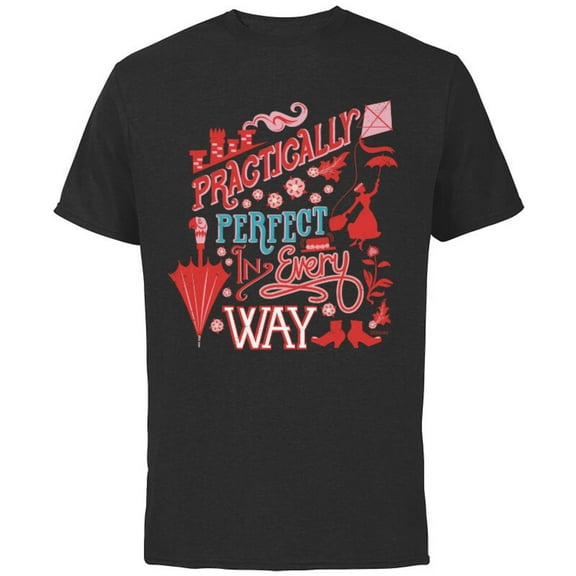 Disney Mary Poppins Practically Perfect In Every Way - Short Sleeve Cotton T-Shirt for Adults - Customized-Black