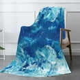 thumbnail image 3 of XMXT Throw Blankets, Blue Abstract Texture Bed Blanket for Bedroom Sofa, 50 x 70 inches Blue, 3 of 9