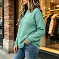 thumbnail image 5 of IUYRTFE Women's Round Neck Waffle Knit Long Sleeve Pullover Solid Color Casual Top with Seam Detail, 5 of 7