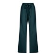 thumbnail image 6 of Drawstring Elastic Waist Casual Wide Leg Trousers with Pockets for Womens Cotton Linen Palazzo Pants, 6 of 9
