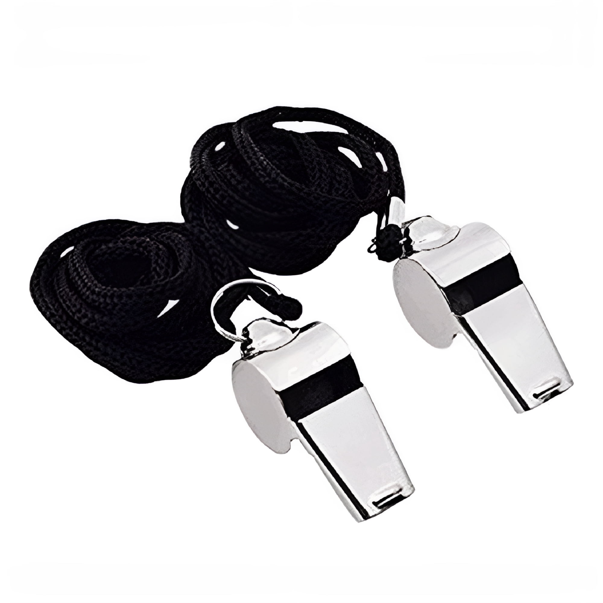 BESTSKY 2-Pack Stainless Steel Referee Whistle with Lanyards - Loud 120Db Sports Whistles for Soccer/Basketball/Football Coaches & Pe Teachers Whistle for Teachers(4.2Cm Metal)