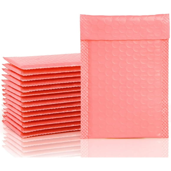 PinesC 16PCS Pink Poly Bubble Mailers A5 Padded Envelopes Bulk Bubble Lined Wrap Polymailer Bags for Shipping Packaging Mailing Self Seal (15x20cm)