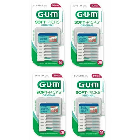 GUM Soft-Picks Original On The Go Case 50 Picks ct (Pack of 4)