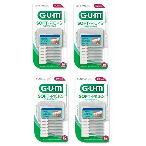 GUM Soft-Picks Original On The Go Case 50 Picks ct (Pack of 4)