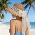 thumbnail image 2 of XINPING Women's Beaded Straw Sun Hat, Wide Brim UV Protection Beach Vacation Hat with Colorful Bead Detail for Stylish Summer Wear and Travel, 2 of 7