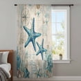 thumbnail image 3 of Teal Starfish Coastal Sheer Curtains 45 Inches Long, Vintage Summer Beach Nautical Light Filering Curtains, Breathable Simi Curtain Privacy Drapes for Kitchen Bathroom Small Window Treatment, 3 of 9