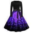 thumbnail image 1 of Halloween Print Flare Dress For Women Long Sleeve Dress Hollow Party Casual Dresses, 1 of 4