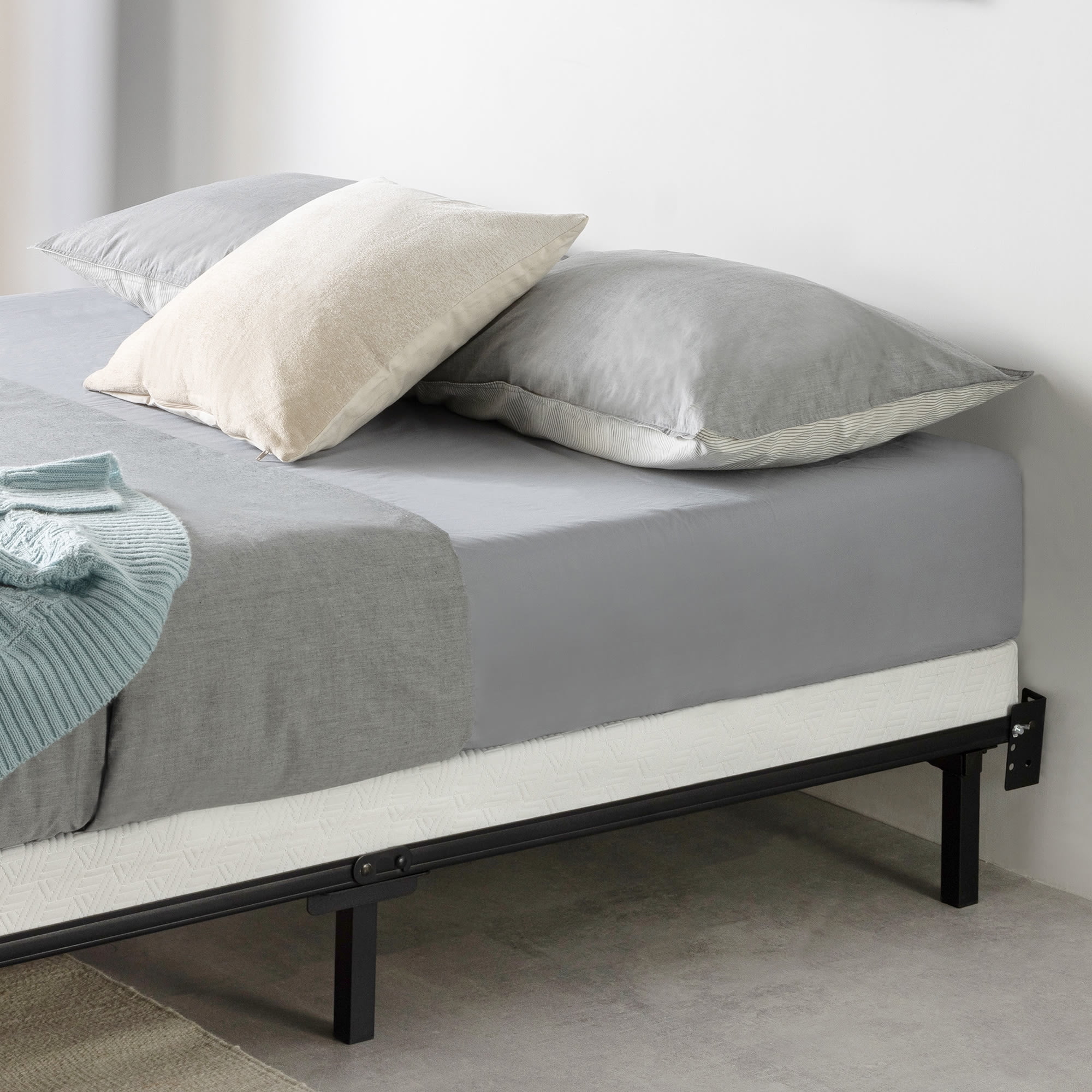 Best Price Mattress 4" Metal Box Spring Mattress Support with Wood Slats, Twin