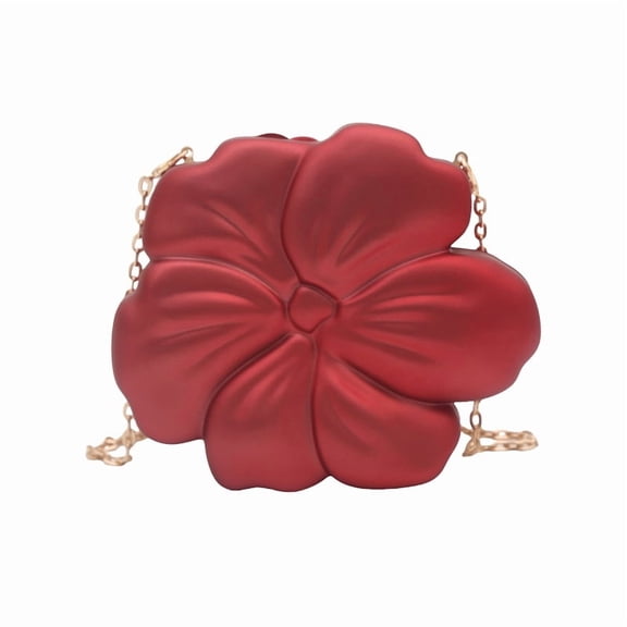Acrylic Flower Box Bag for Women, Stylish Creative Round Clutch - Magnetic Closure Chain Shoulder Bag for Daily Matching, Parties & Evening Events (Red/Black/Blue/Brown/Purple)
