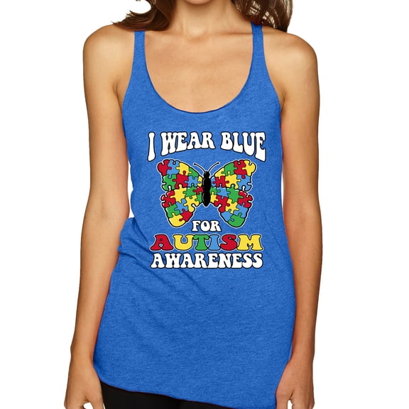 Wild Bobby I Wear Blue for Autism Awareness Women Tri-Blend Racerback Tank Top