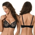 thumbnail image 5 of Curve Muse Women's Plus Size Push Up Add 1 Cup Underwire Perfect Shape Lace Bras-2Pk-Black,Peach-46DD, 5 of 6