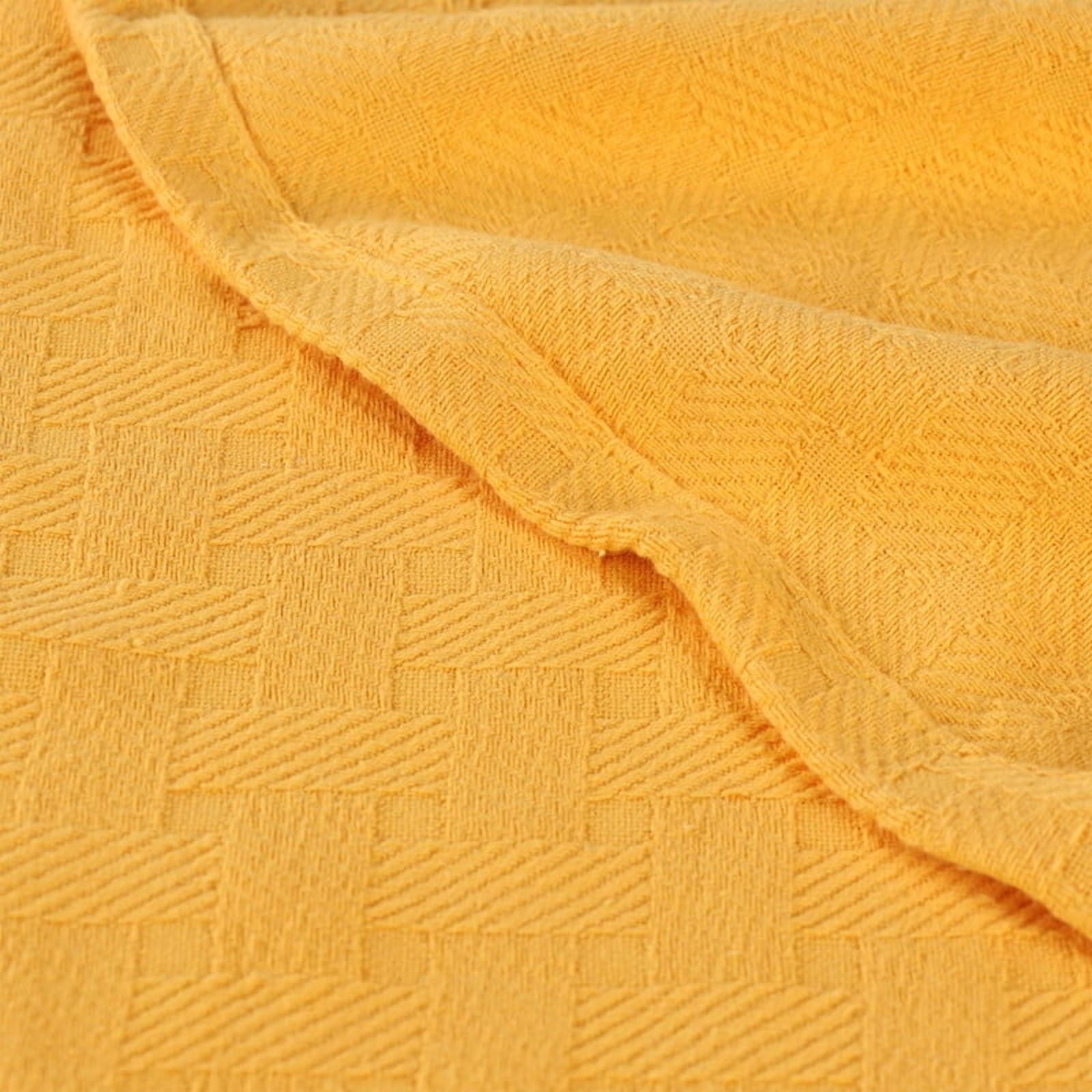 Superior Basketweave All-Season Cotton Blanket, King, Gold