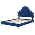 thumbnail image 3 of Tufted Platform Bed Frame, Twin Size, Velvet, Blue Navy, Modern Contemporary Urban Design, Bedroom Master Guest Suite, 3 of 10