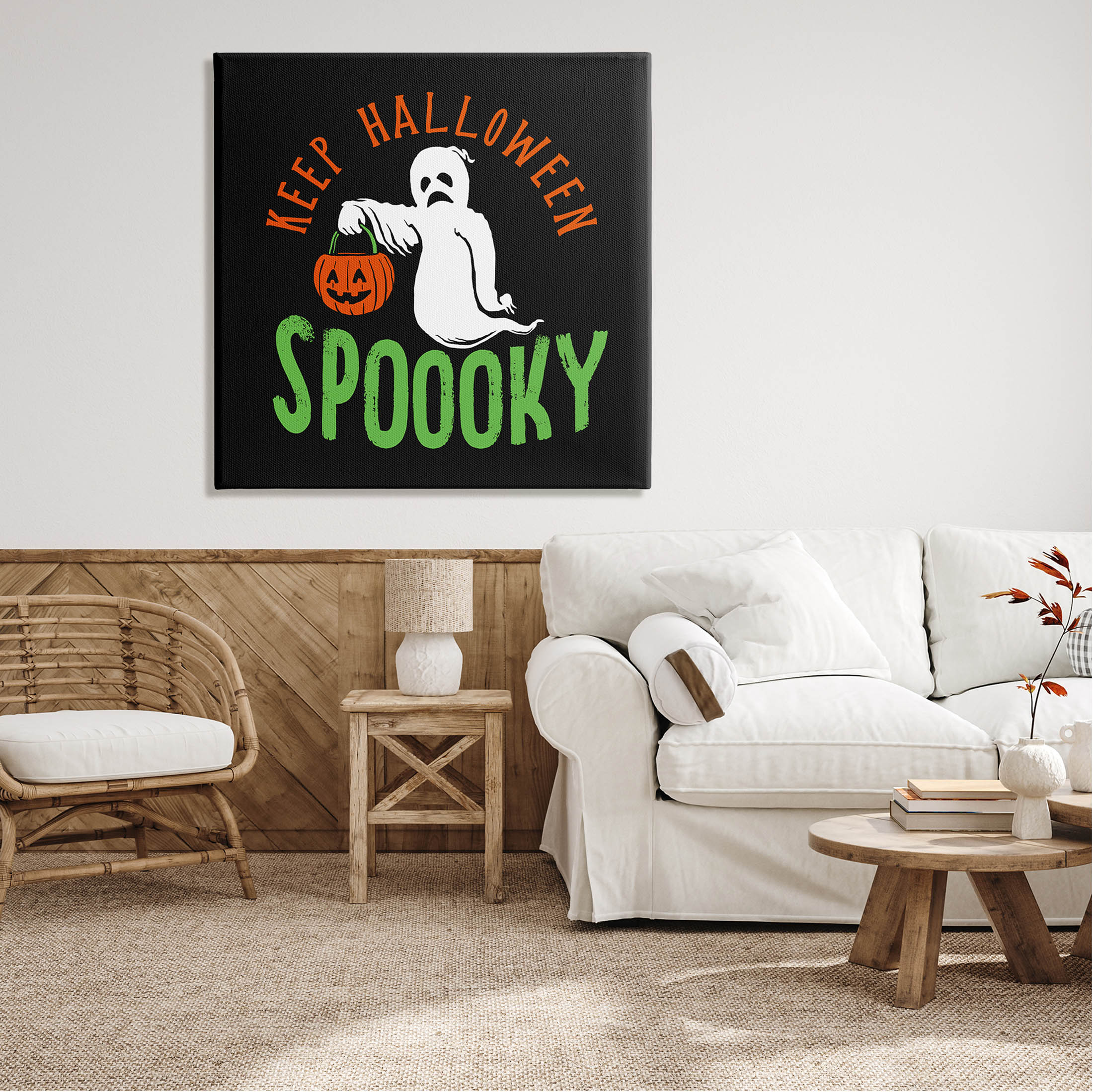 Keep Halloween Spooky Trick Or Treat Ghost Holiday Graphic Art Gallery Wrapped Canvas Print Wall Art