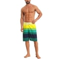 thumbnail image 2 of INSPIRE CHIC Men's Colorblock Striped Adjustable Drawstring Vacation Surfing Board Shorts 38 Green, 2 of 4