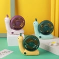 thumbnail image 2 of Porfeet Mini Fan Silent Strong Wind Fodable Cartoon Snail Student USB Charging Desk Handheld Cooling Fan for Office, 2 of 8