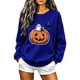 thumbnail image 2 of TKLPEHG Halloween Sweatshirts for Women 2026 Fashion Funny Ghost Jack O Lantern Pumpkin Graphic Sweatshirt Long Sleeve Crewneck Pullover (Blue,XS), 2 of 6