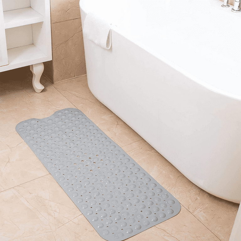 Bathtub Mat Non Slip Shower Floor Mats For Bathroom Bath Tub Washable  Suction Cup 16x35,gray
