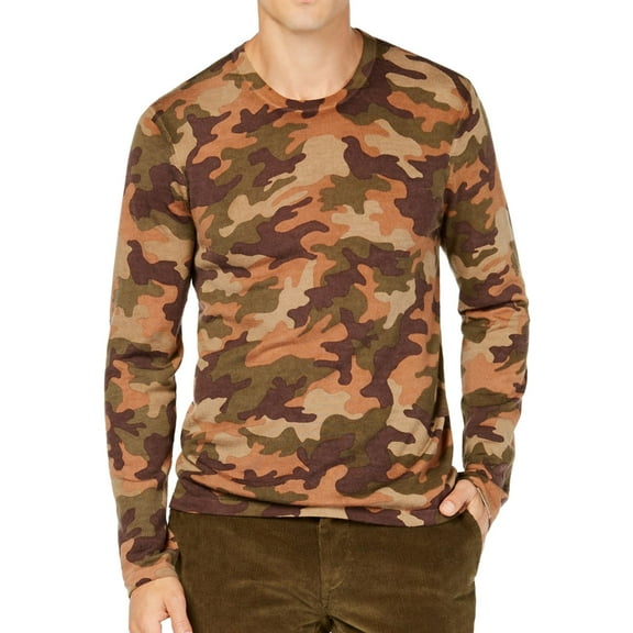 Michael Kors Mens Camo Pullover Sweater, Green, Large