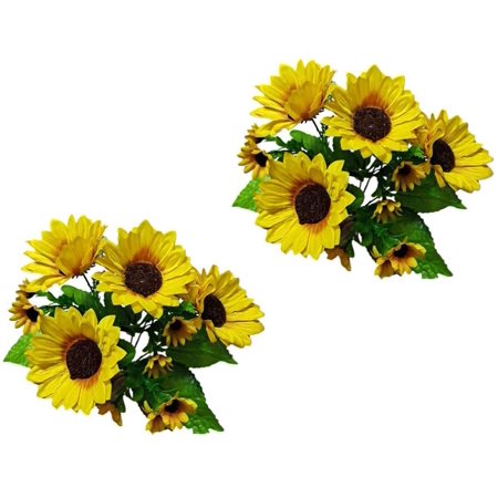 Jicidcha 2 Bunches Simulated Sunflower Fake Artificial Silk Daisy ...
