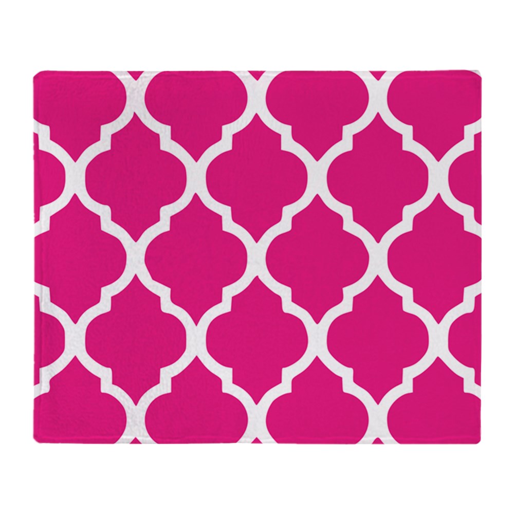 CafePress Quatrefoil Hot Pink Throw Blanket Soft Fleece Throw