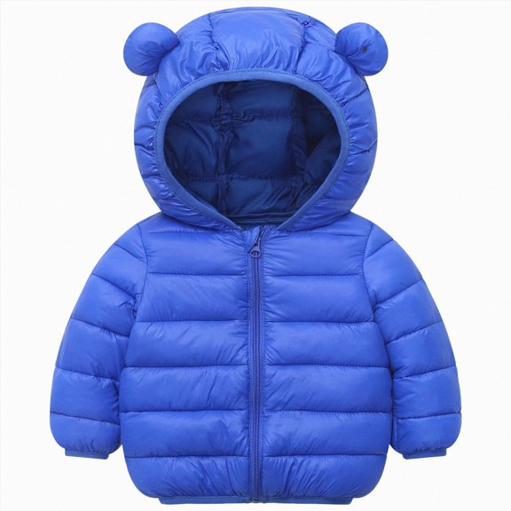 Ymyiu Baby Coat Toddler Boys Hooded Windbreaker Jacket Kids Lightweight Zip Up Coat Casual Outerwear with Pockets 12-18 Months(Blue, 12-18 Months)
