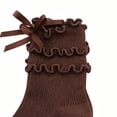 thumbnail image 3 of KyCheLot Kids Girls Socks Fall Knee-High Ruffle Trim Bow Knot Socks Breathable Going out Socks, 3 of 5