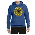 thumbnail image 2 of Artsy Cheetah Leopard Print Sunflower Fashion Unisex Graphic Hoodie Sweatshirt, Vintage Heather Blue, X-Large, 2 of 3