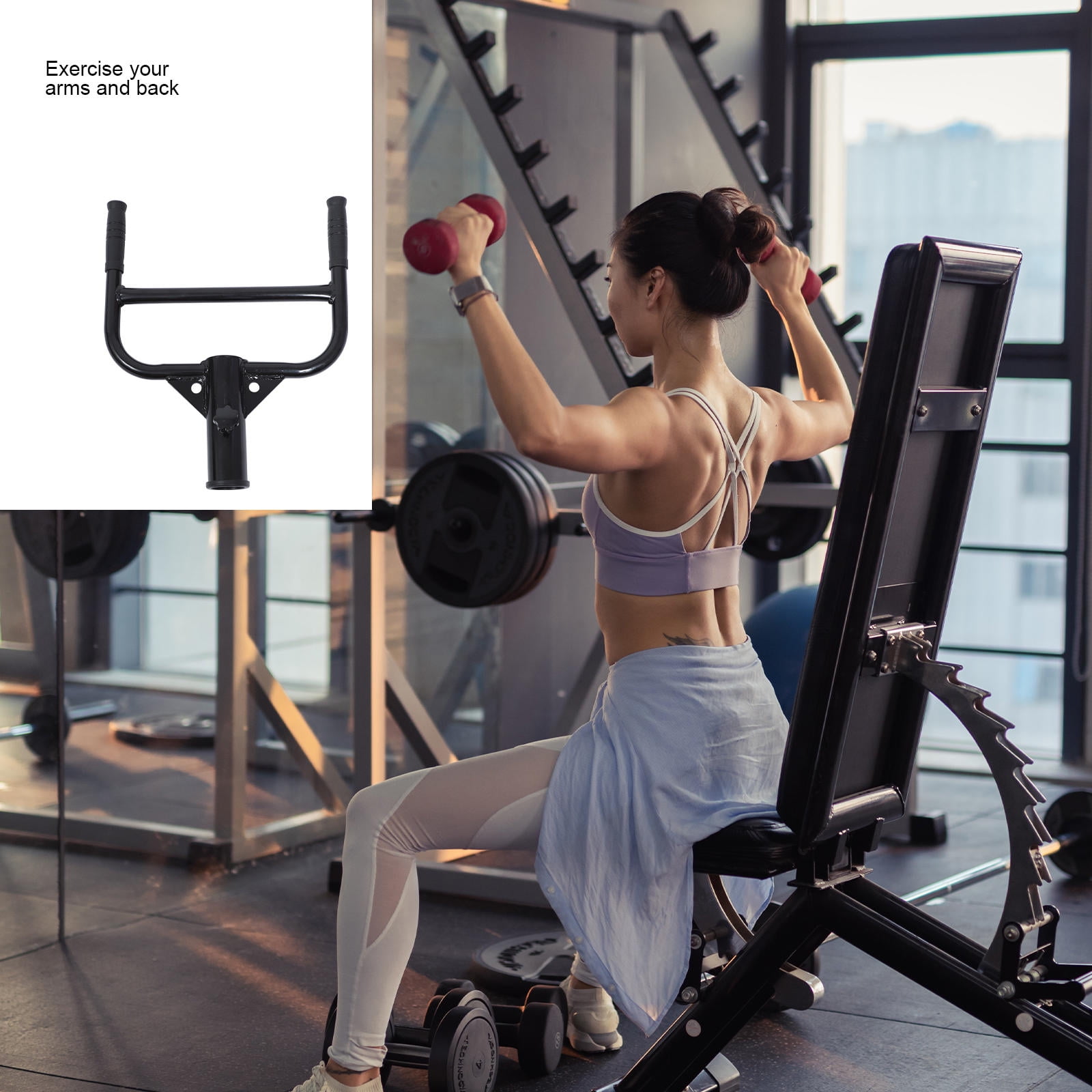 PENIKOKO Black Barbell Handle Gym Equipment for Back Pulling Exercise, Easy to Install Fitness Workout Accessory, 1Pc