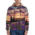 thumbnail image 2 of Zufioo Starry Night Purple Irises Design Fleece Comfortable Hoodie for Mens,Sweatshirt for Men,Pullover Hooded Sweatshirt for Men -Small, 2 of 5