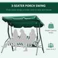 thumbnail image 3 of Outsunny 3-Person Porch Swing with Canopy, Patio Swing Chair, Outdoor Canopy Swing Bench with Adjustable Shade, Cushion and Steel Frame, Green, 3 of 9