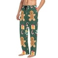 thumbnail image 2 of FORMRS Mens Pajama Pants with Pockets Sleepwear Lounge Bottoms Sizes S-2XL, Green Christmas Gingerbread, 2 of 7