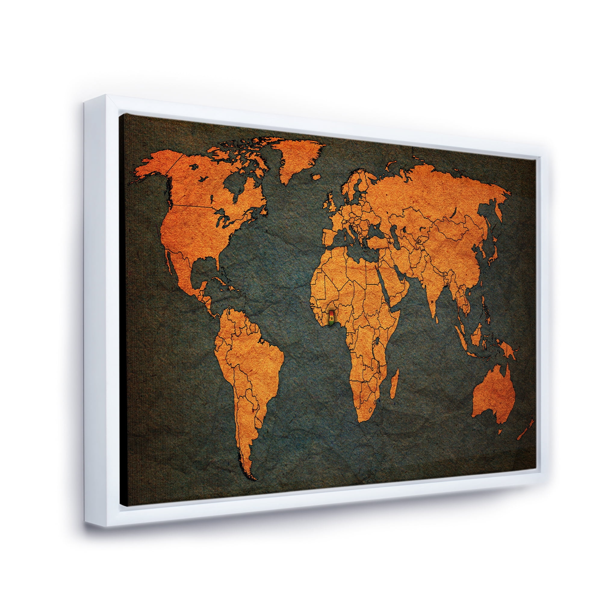 Designart 'Ancient World Map of Africa' Vintage Framed Canvas Wall Art Print