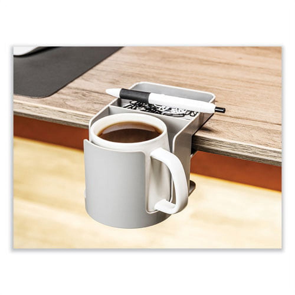 Standing Desk Cup Holder Organizer, Two Sections, 3.94 x 7.04 x 3.54, Gray | Bundle of 10 Each