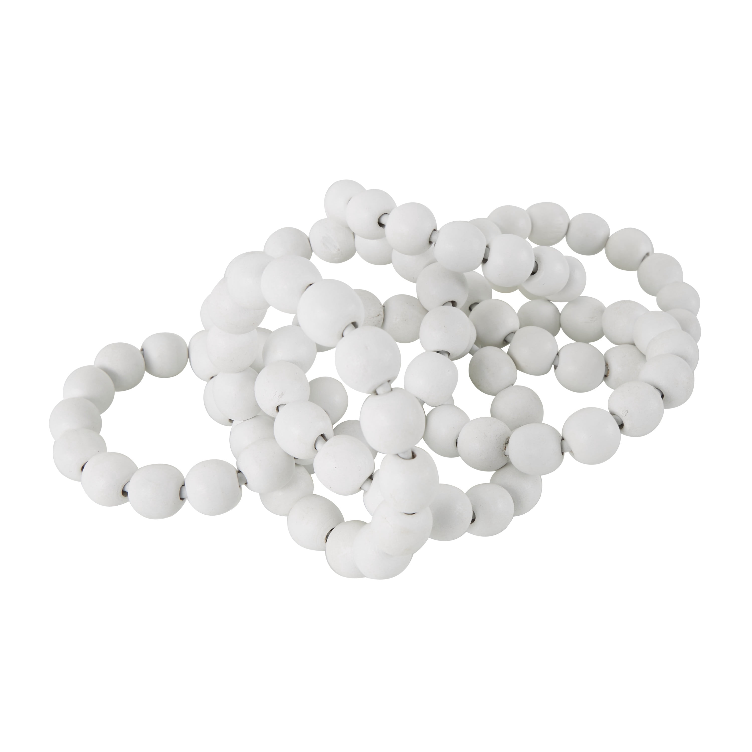 20" x 2" White Wood Beaded 7 Link Chain Sculpture, by DecMode