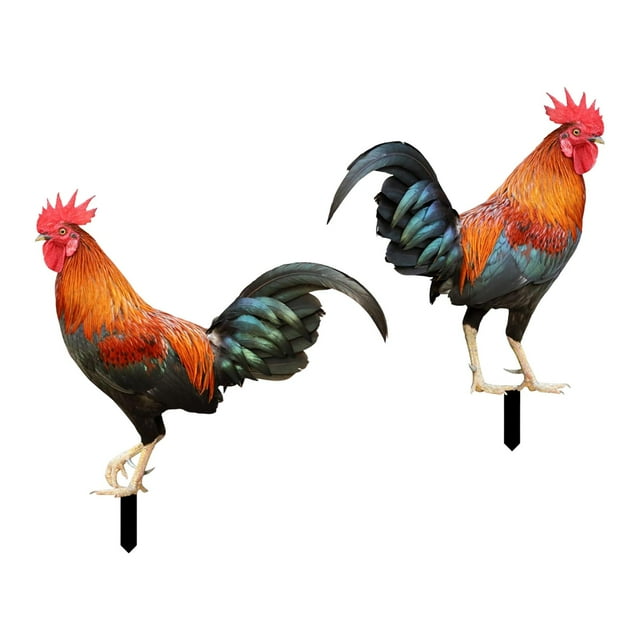 Adorno de estatua de Animal de gallo acrílico, estacas de jardín, estatuas de pie, artesanías pastorales, decoración para Patio, patio trasero, césped Color A y B