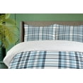 thumbnail image 4 of Ambesonne Plaid Duvet Cover Set, Traditional Squares Lines, 2-Calking, White and Blue Grey, 4 of 7