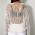 thumbnail image 4 of WULMLEO Crochet Tops for Women Summer Beach Swim Cover Ups Knit Beach Cover Up Short Sleeve Hollow Out Shirts White L, 4 of 5