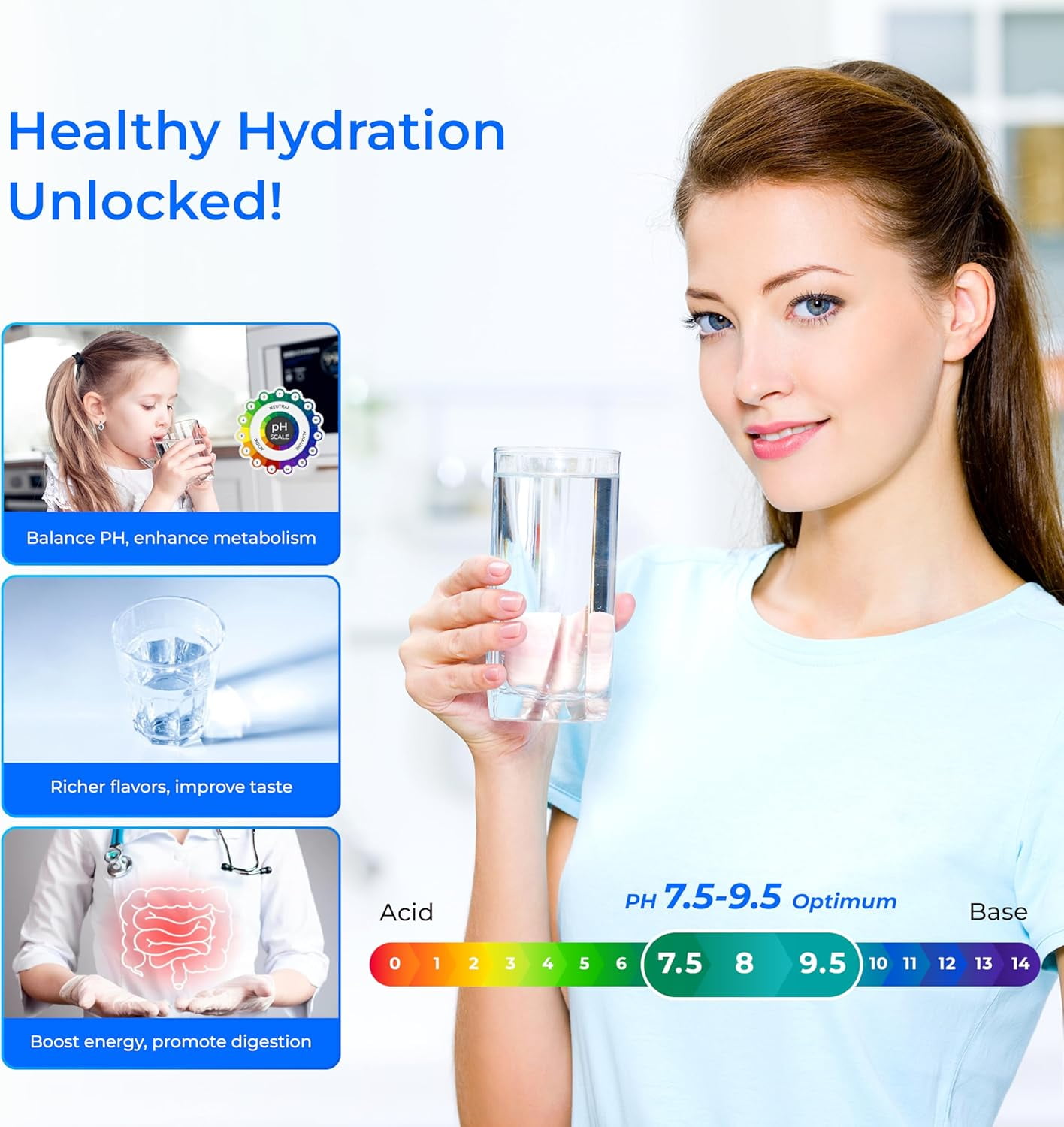 Waterdrop Alkaline Water Filter WD-ALK35, Alkaline Filter for Reverse Osmosis System, pH Balance and Restore Minerals for RO Alkaline Filter, Under Sink Water Filter, 1/4" Quick Connect