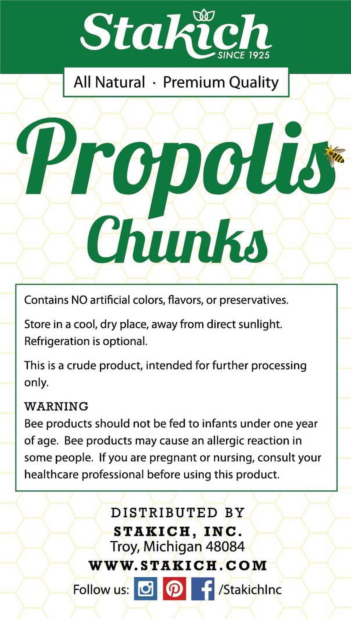 Stakich Bee Propolis Chunks - All Natural - 4 Ounce