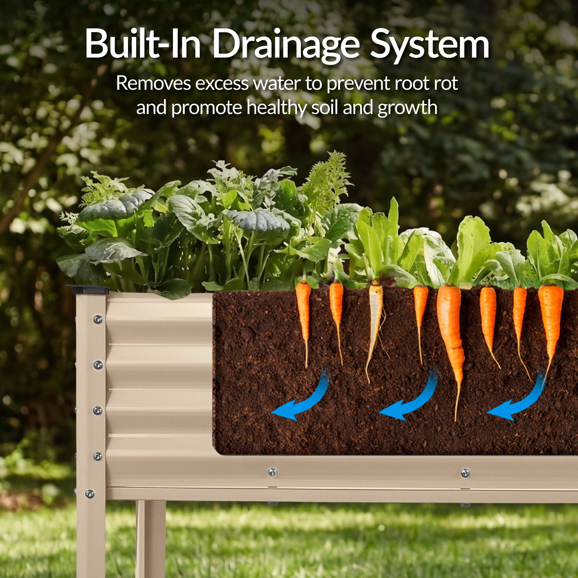 Best Choice Products 72x24x30in Non Toxic Elevated Galvanized Metal Garden Bed Corner Protectors - Beige