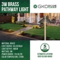 thumbnail image 2 of GKOplus Solid Brass Pathway Lights, Low Voltage LED Landscape Path Light, Outdoor Waterproof Accent Light, 12V AC/DC, 2700K Warm White, with 3W G4 LED Bulb & Large Rugged Slot Spike, 2 Pack, 2 of 6