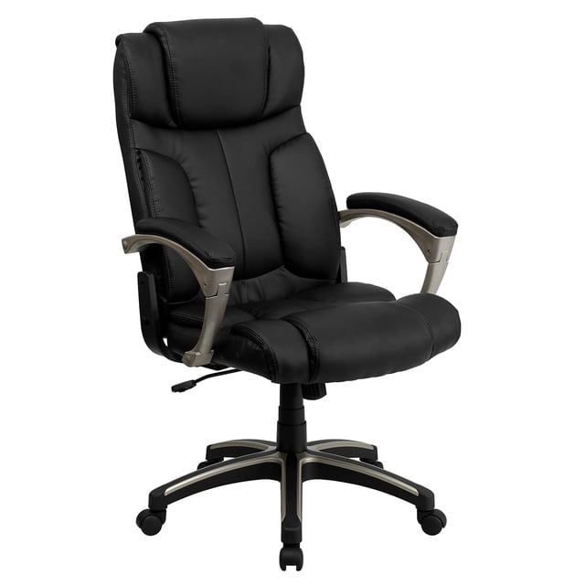 Pemberly Row Chaise de Bureau Pliante en Cuir Dossier Haut Noir