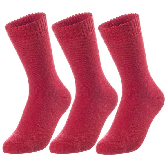 Lovely Annie Unisex Children's 3 Pairs Wool Blend Crew Socks LK0601 Size 6Y-8Y (Assorted Girl Color)