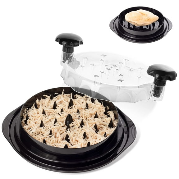 HRFXWL Manual Chicken Shredder with Transparent Cover and Ergonomic Handle, 9.8" x 9.8" x 2.4"