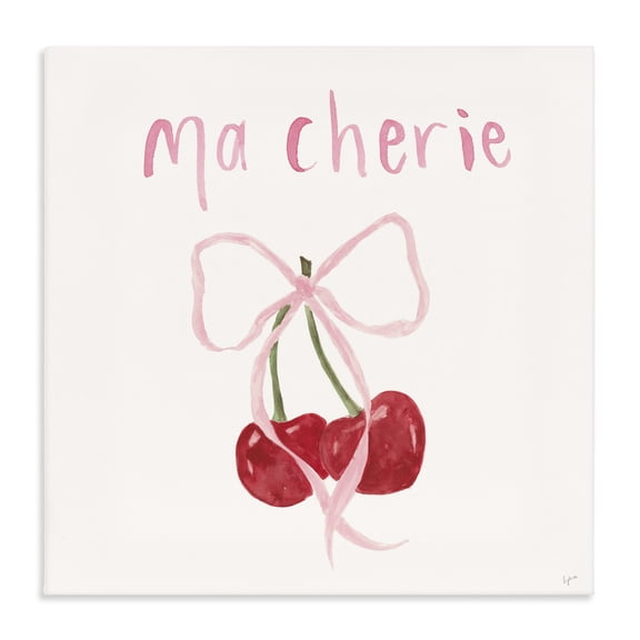 Stupell Industries Shabby Chic Ma Cherie Ribboned Cherries Canvas Art, 17 x 17, by Lucille Price