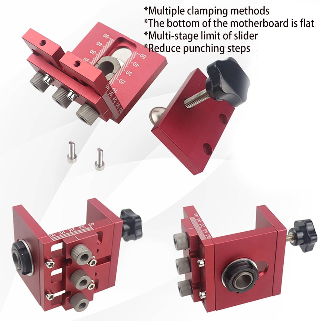 3-in-1 Punching Locator Wood Doweling Jig Hole Drilling Guide Hole Puncher Positioning Clamping Range 0-60mm 2.36inches